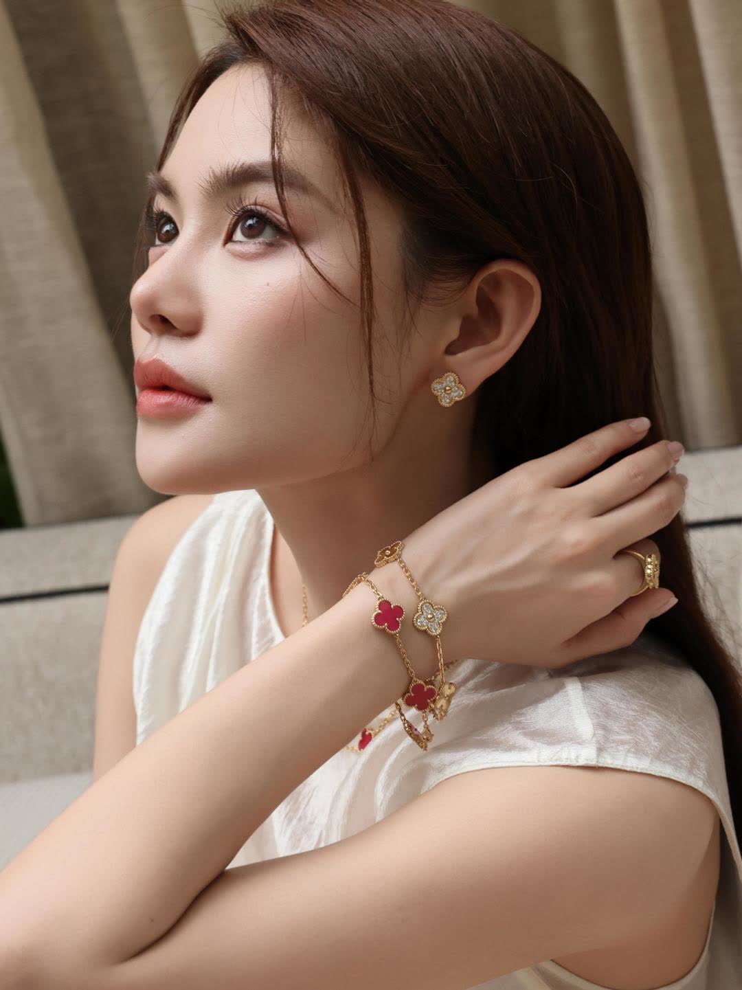 Van Cleef & Arpels Alhambra Pink Enamel Gold Bracelet